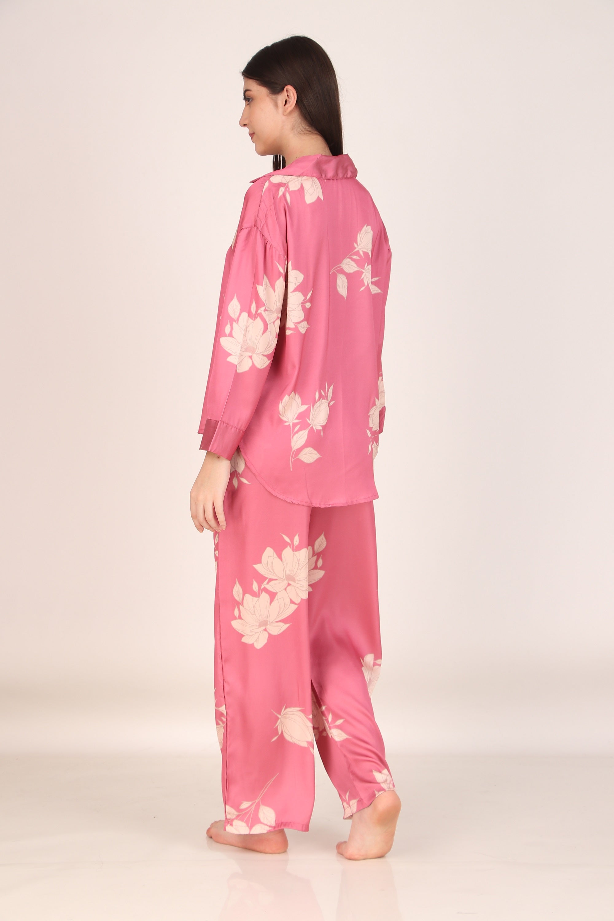 Iris Pink Oversized Satin PJ Set