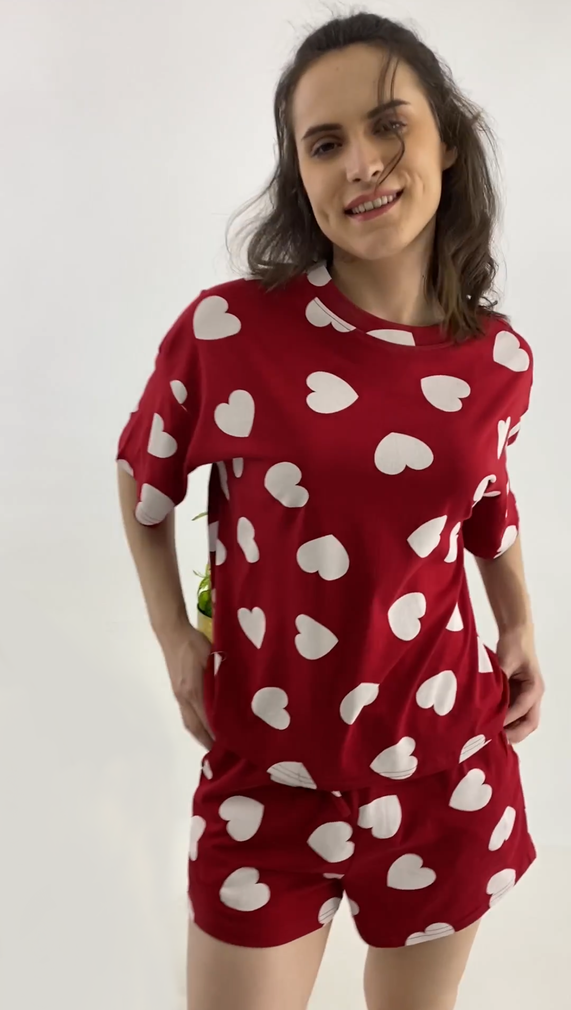 Cotton-Red Heart-Top & Short Set