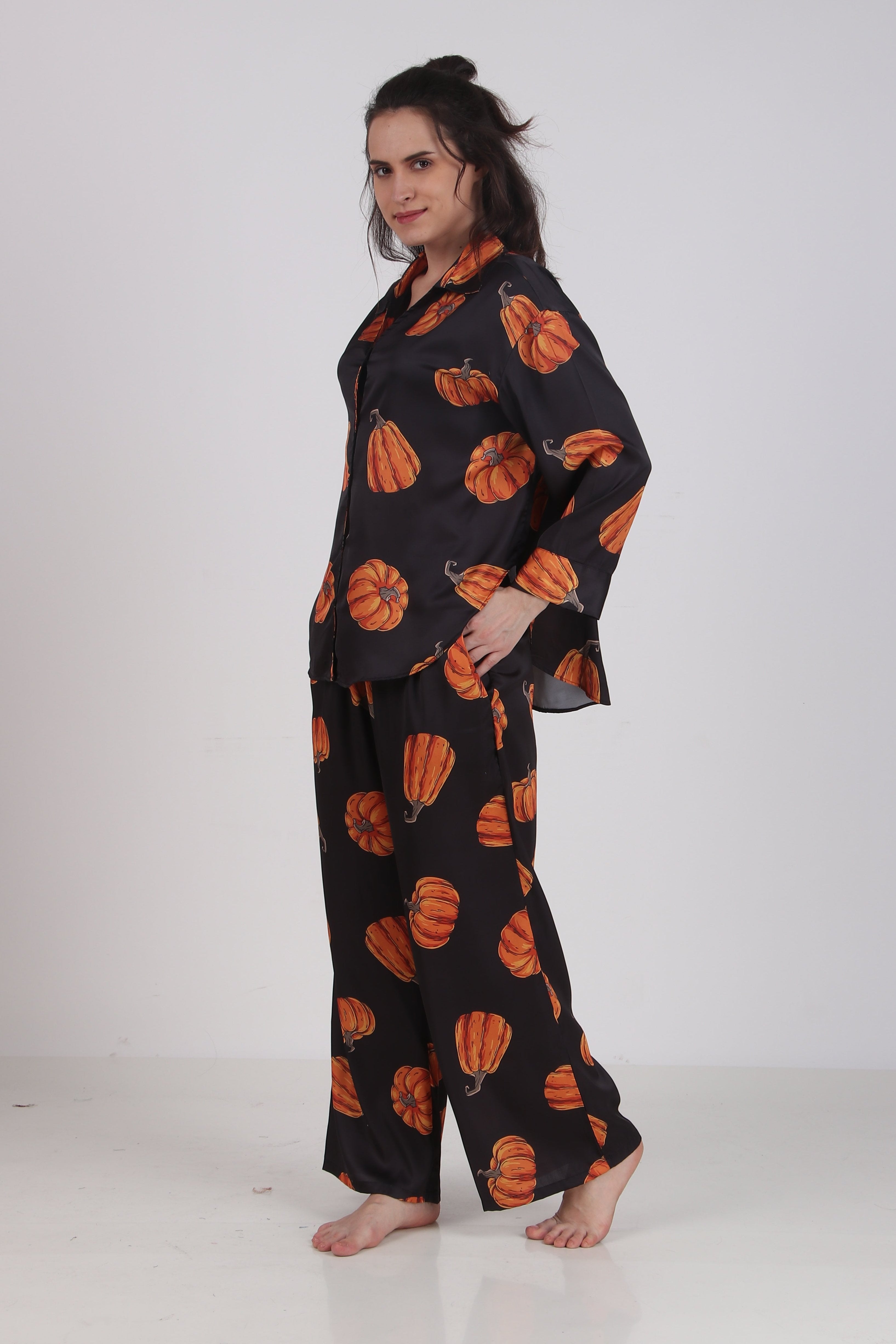 Pumpkin Oversized Satin PJ Set