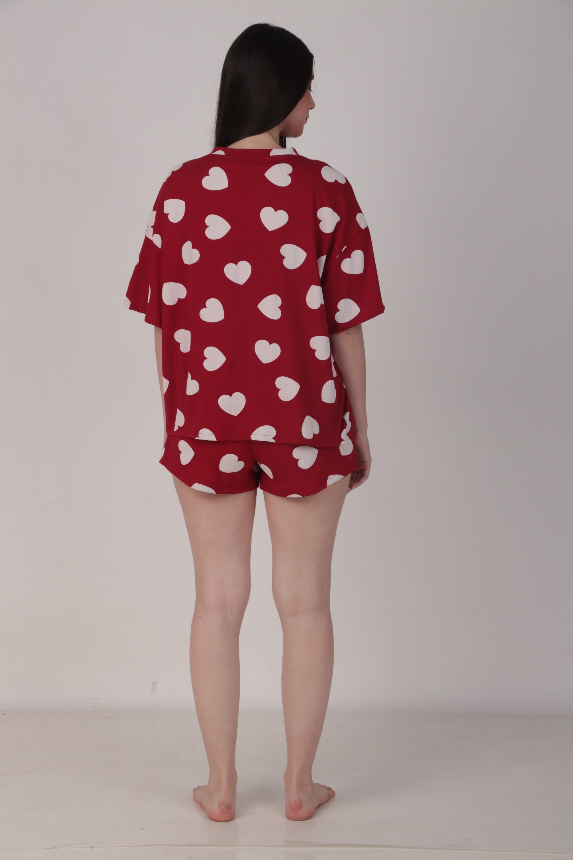 Cotton-Red Heart-Top & Short Set