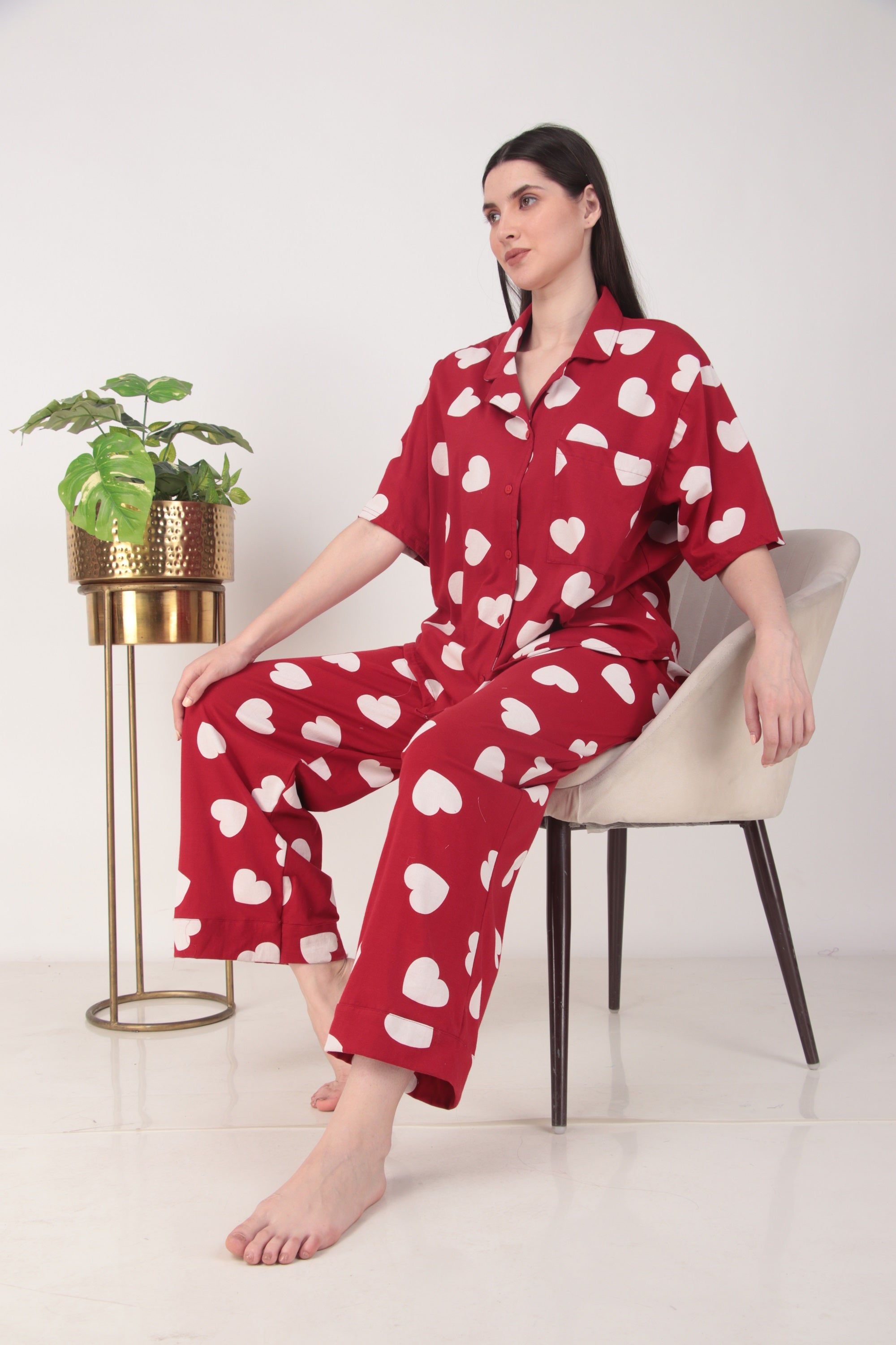 Cotton All Hearts Night suit PJ Set