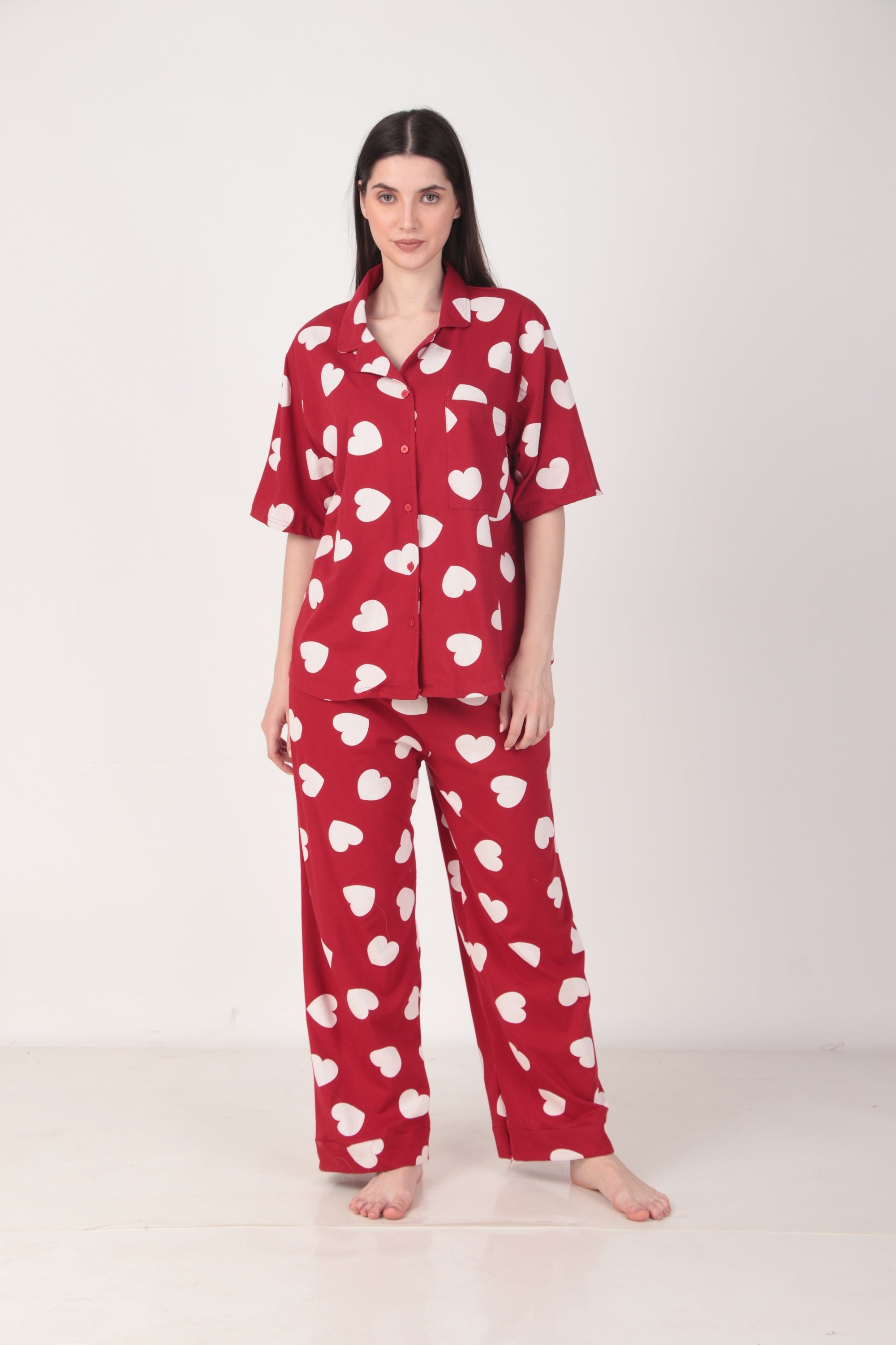 Cotton All Hearts Night suit PJ Set