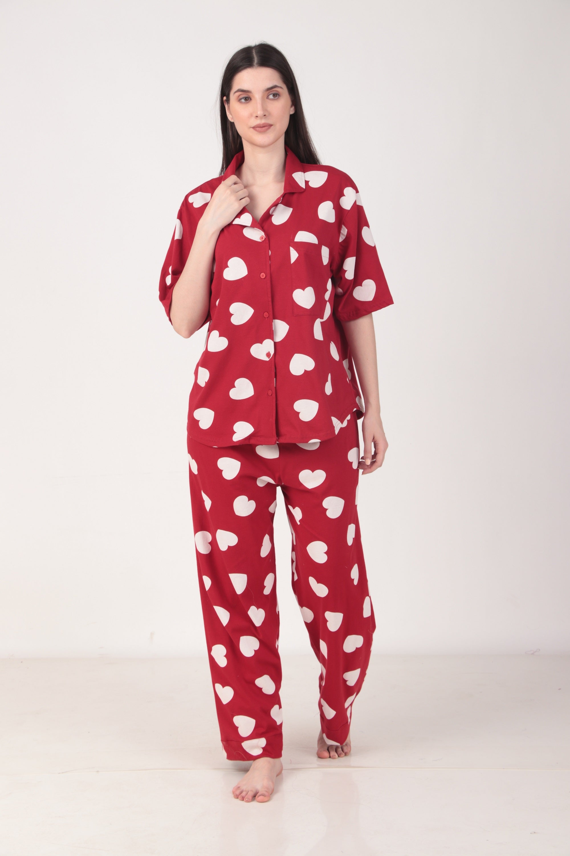 Cotton All Hearts Night suit PJ Set