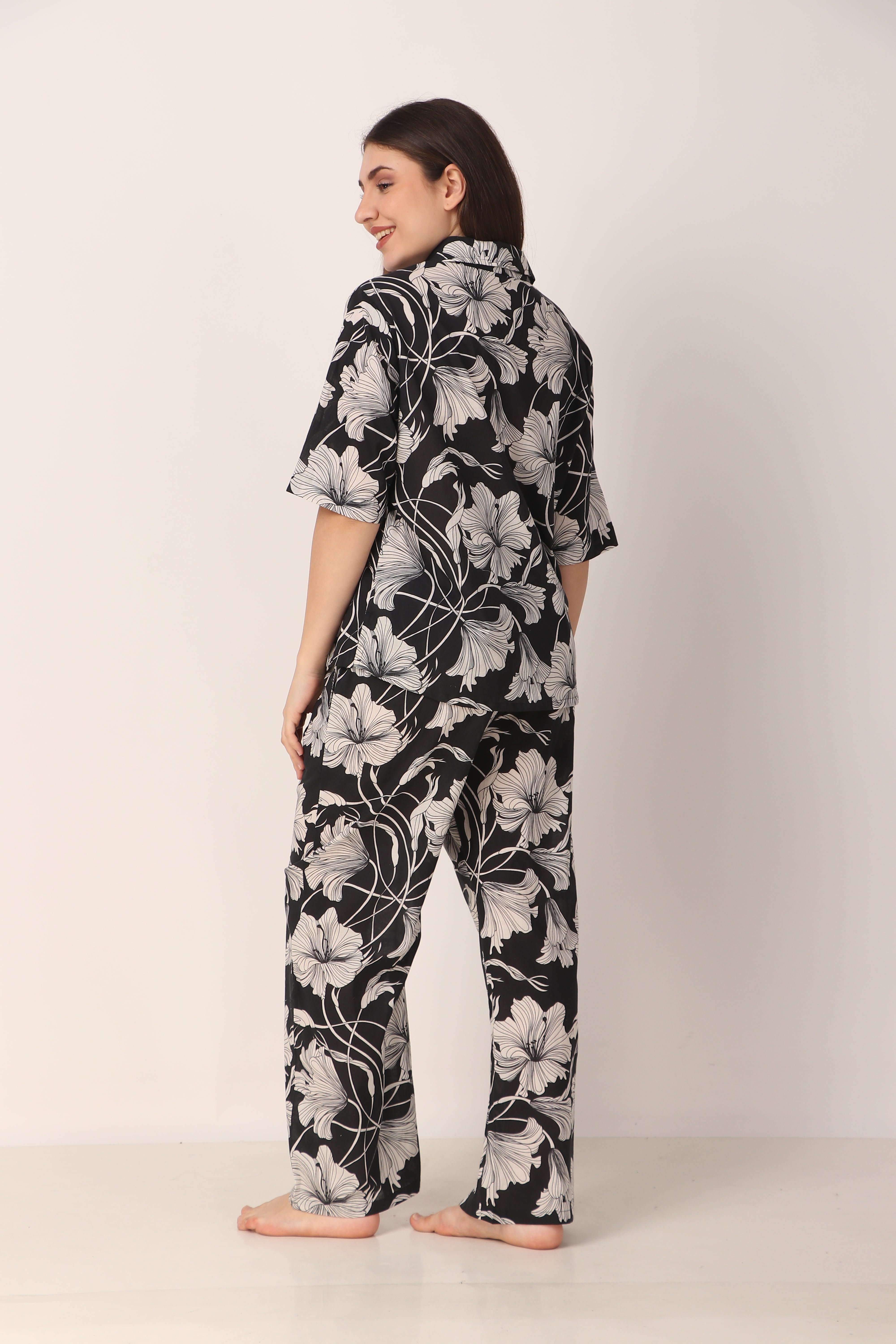 Cotton Hibiscus Flower PJ Set