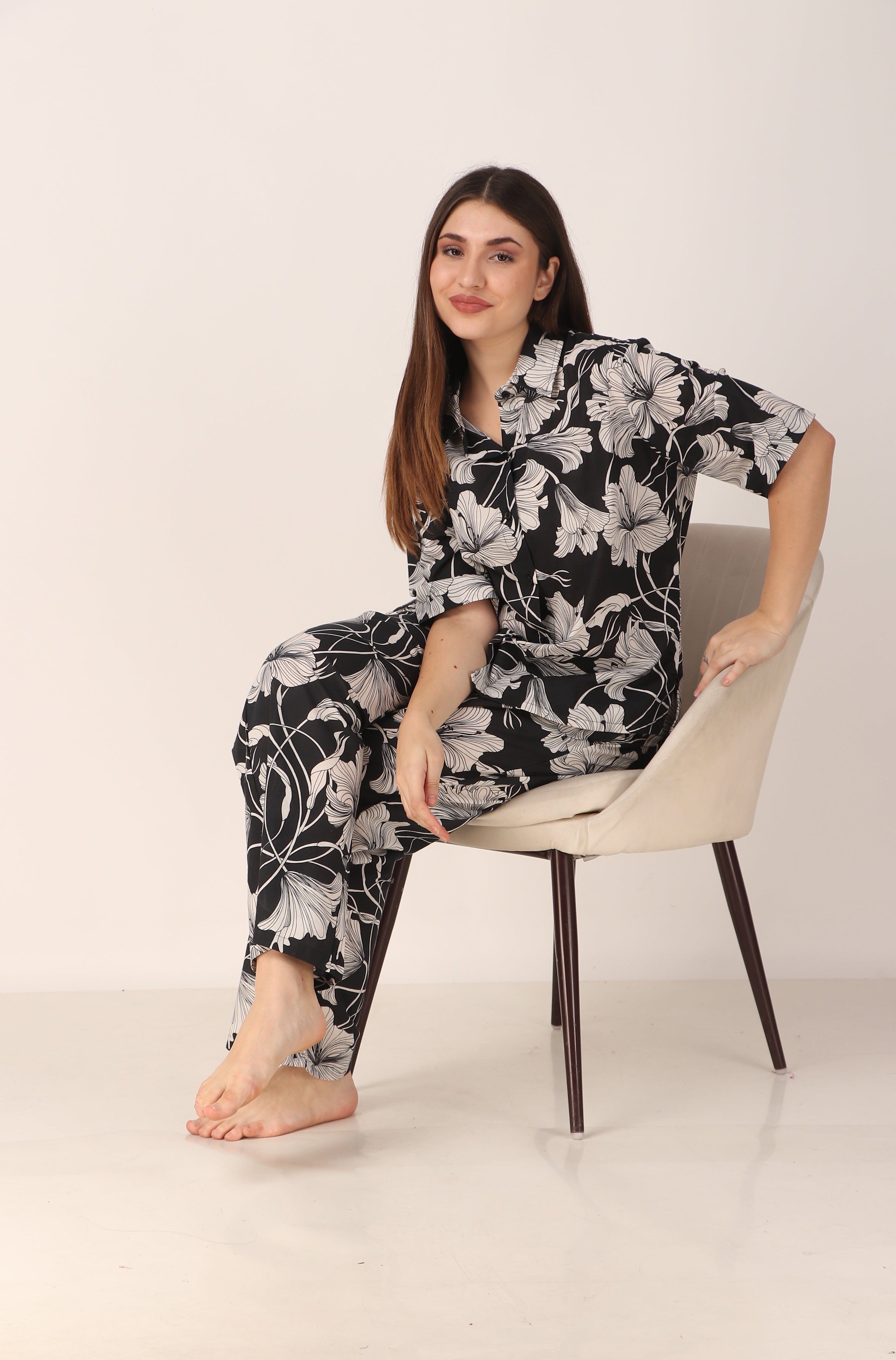 Cotton Hibiscus Flower PJ Set