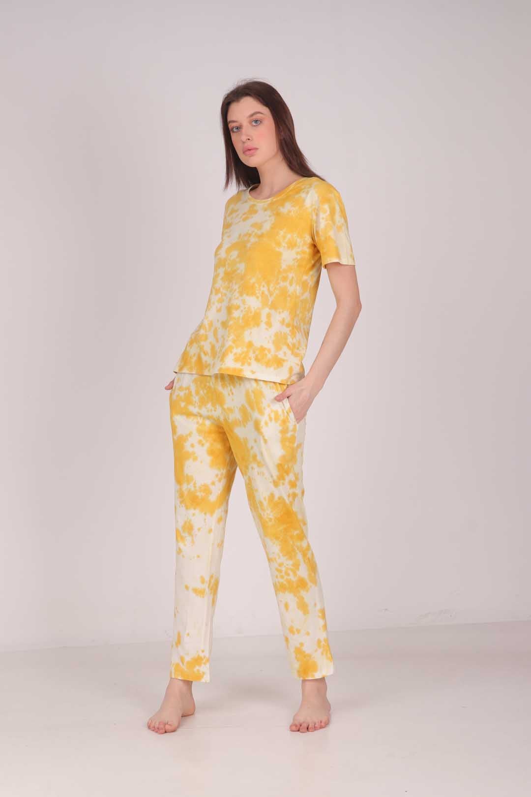 Tie Dye Yellow Knitted Pj Set