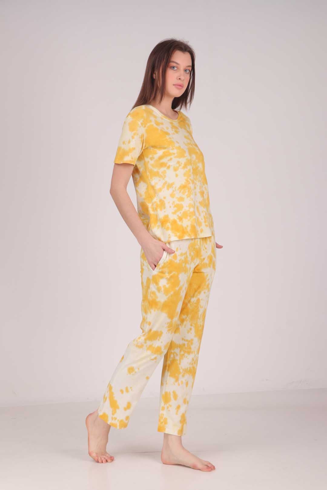 Tie Dye Yellow Knitted Pj Set