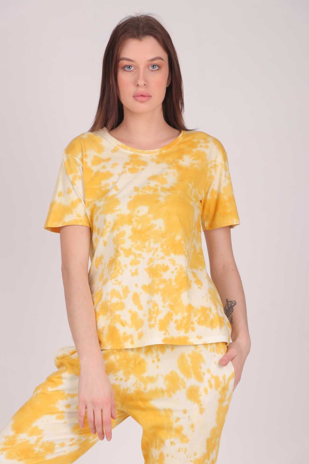 Tie Dye Yellow Knitted Pj Set