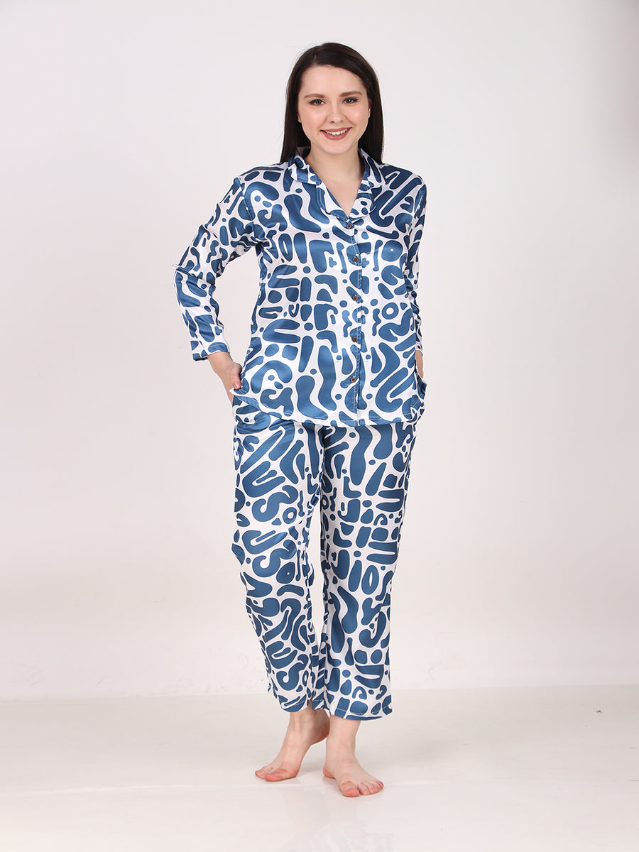 Masha Women's Satin-Bubble Night suit/Pyjama Set – Masha Sleepwear