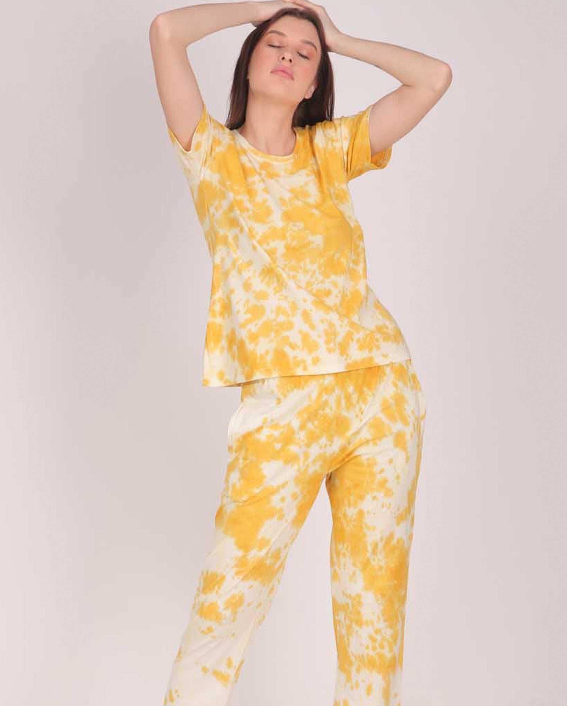 Tie Dye Yellow Knitted Pj Set